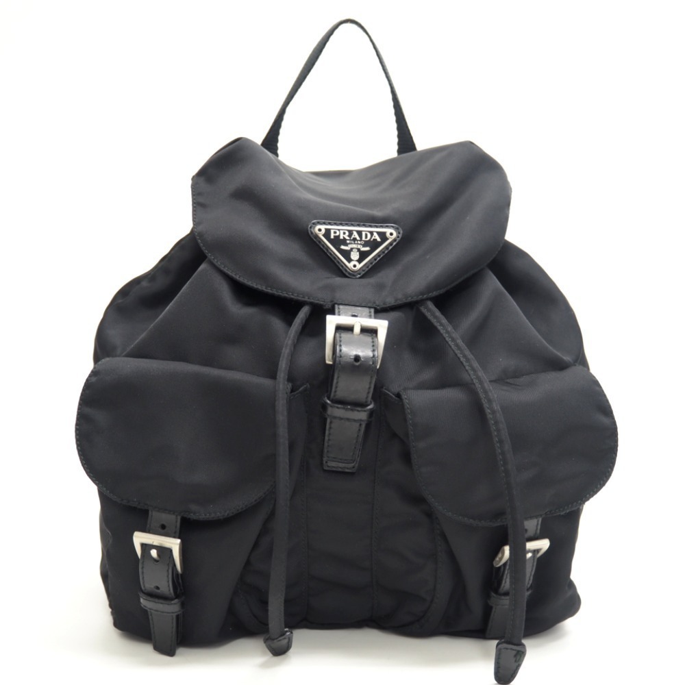 Prada Pocono Triangular Plate Backpack Daypack Bl… - image 1